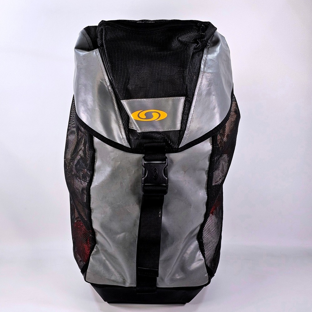 Salomon Technical Mesh Gear Backpack Silver Black Ventilated Outdoor Bag
